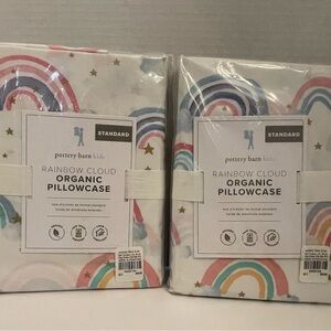 Pottery Barn Kids Rainbow Cloud Organic Pillowcases (2) - New In Packaging